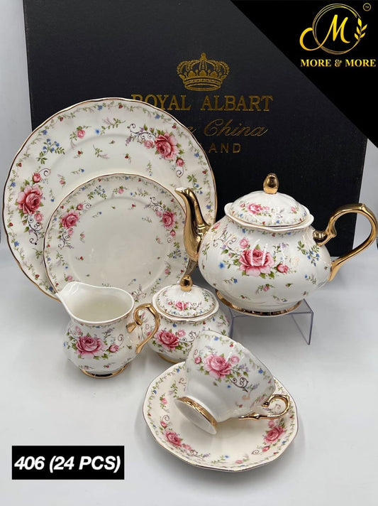 Luxury Floral Tea Set - 24 Piece