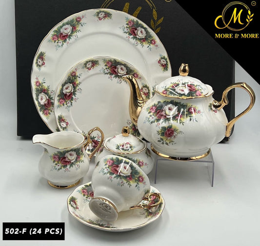 Luxury Floral Tea Set - 24 Pieces