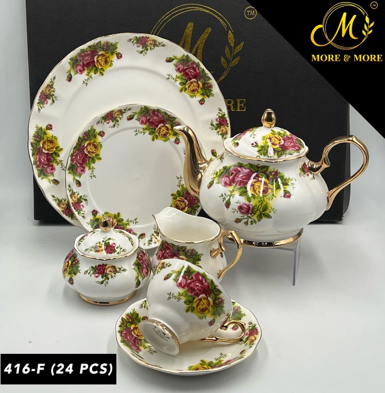 Luxury Floral Tea Set - 24 Pieces