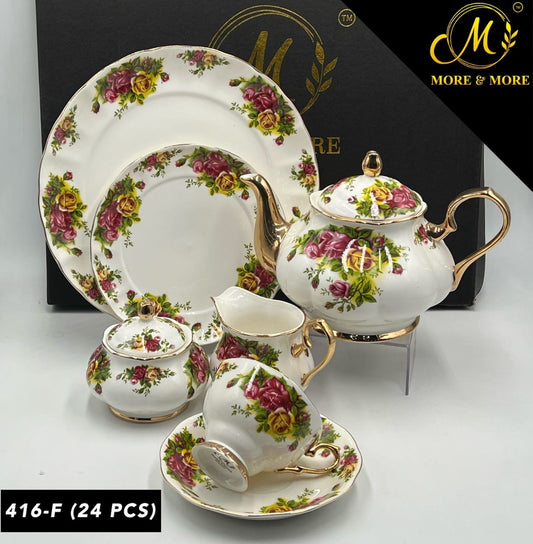 Luxury Floral Tea Set - 24 Pieces