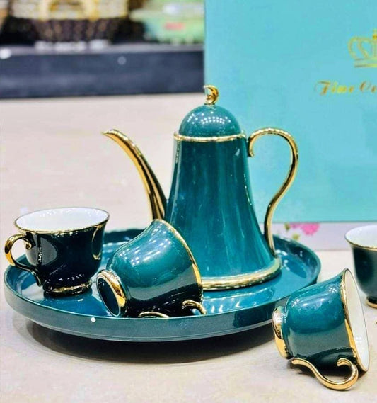 Premium Tea Set with Kattle & Dish - 6 Piece